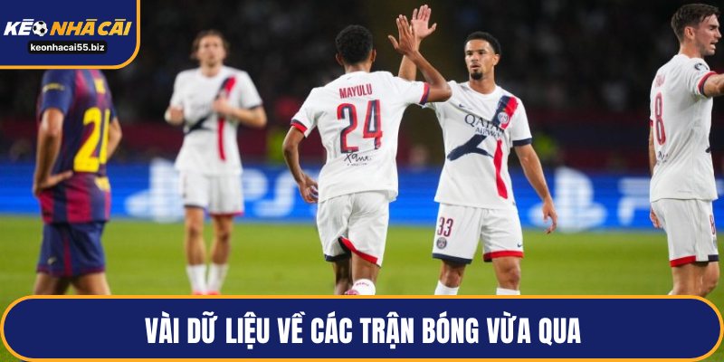 Vài dữ liệu về các trận bóng vừa qua